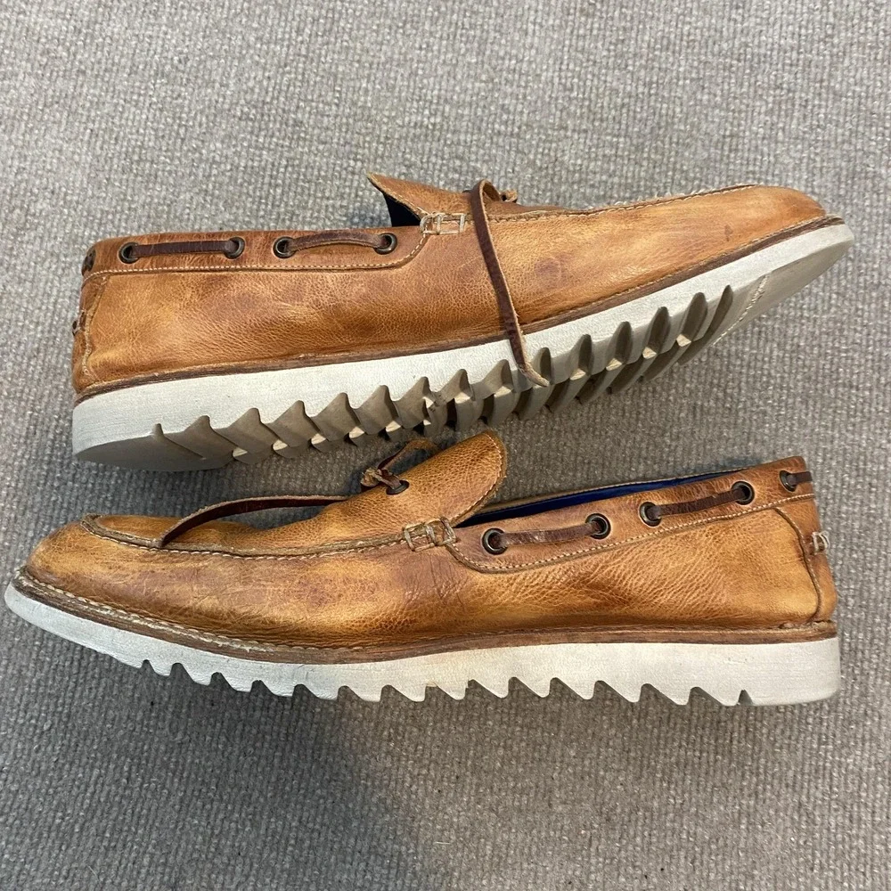 Bed Stu Cobbler Boat Shoes Mens Size 13 Brown Leather Casual Lightweight Comfort